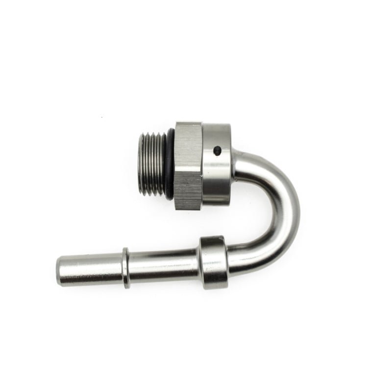 DeatschWerks - DeatschWerks 8AN ORB Male to 3/8in Male EFI Quick Connect Adapter 180-Degree - Anodized Matte Black - Demon Performance