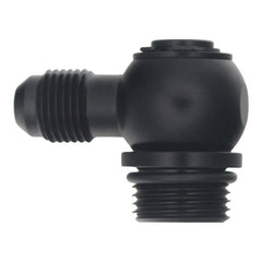 DeatschWerks - DeatschWerks 8AN ORB Male to 6AN Male Flare Low Profile 90-Degree Swivel - Anodized Matte Black - Demon Performance