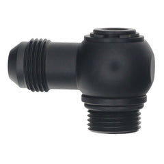 DeatschWerks - DeatschWerks 8AN ORB Male to 8AN Male Flare Low Profile 90-Degree Swivel - Anodized Matte Black - Demon Performance