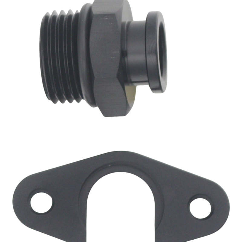 DeatschWerks - DeatschWerks 8AN ORB to Polaris RZR Turbo OE Regulator Adapter - Anodized Matte Black - Demon Performance