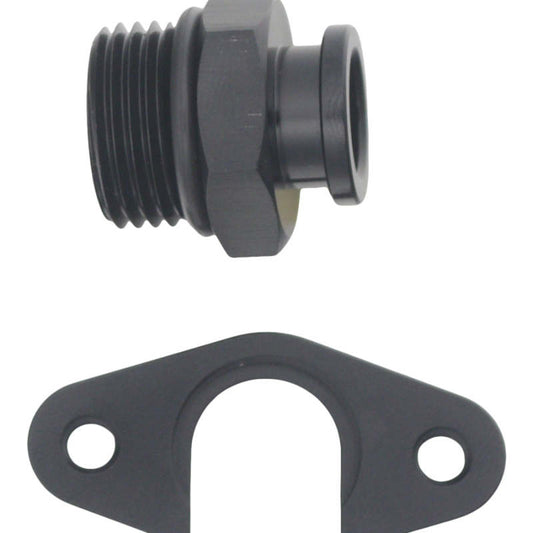DeatschWerks - DeatschWerks 8AN ORB to Polaris RZR Turbo OE Regulator Adapter - Anodized Matte Black - Demon Performance