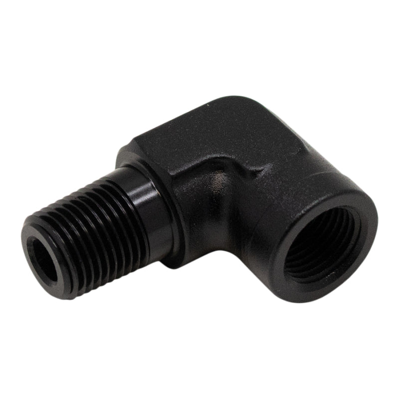 DeatschWerks - DeatschWerks 90-Degree 1/8in NPT Male to Female 1/8in NPT - Anodized Matte Black - Demon Performance