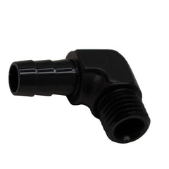 DeatschWerks - DeatschWerks Metric M12 to 3/8in Hose Barb 90-Degree Fitting w/ Venturi Port - Anodized Matte Black - Demon Performance