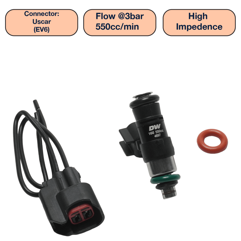 DeatschWerks - DeatschWerks Universal 550cc Single Fuel Injector / 34mm Length / 14mm O-Ring Seals - Demon Performance