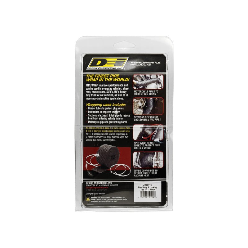 DEI - DEI Exhaust Wrap Kit - Pipe Wrap and Locking Tie - Black - Demon Performance