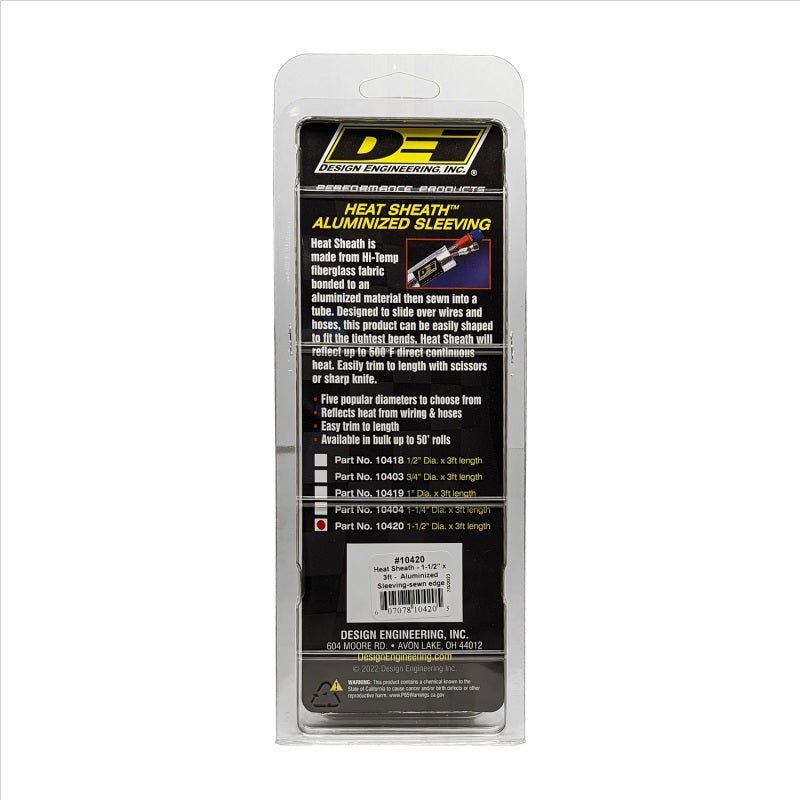 DEI - DEI Heat Sheath 1-1/2in I.D. x 3ft - Aluminized Sleeving - Sewn Edge - Demon Performance