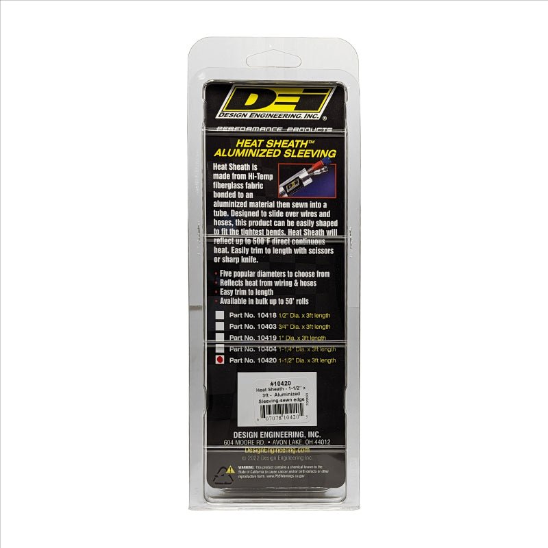 DEI - DEI Heat Sheath 1-1/2in I.D. x 3ft - Aluminized Sleeving - Sewn Edge - Demon Performance