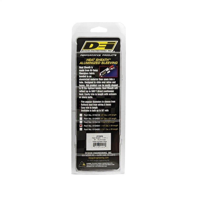 DEI - DEI Heat Sheath 1-1/4in I.D. x 3ft - Aluminized Sleeving - Sewn Edge - Demon Performance