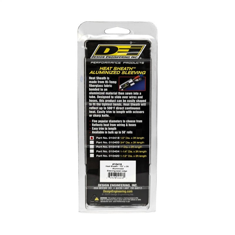 DEI - DEI Heat Sheath 1/2in I.D. x 3ft - Aluminized Sleeving - Sewn Edge - Demon Performance