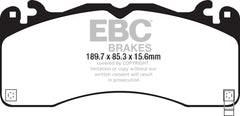 EBC - EBC 15+ Ford Mustang 5.0 Performance Pkg Yellowstuff Front Brake Pads - Demon Performance
