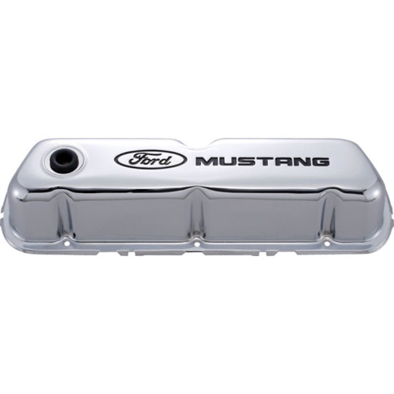 Ford Racing - Ford Racing Ford Mustang Logo Stamped Steel Chrome Valve Covers - Demon Performance