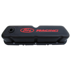 Ford Racing - Ford Racing Logo Stamped Steel Black Satin Valve Covers Black Crinkle - Demon Performance