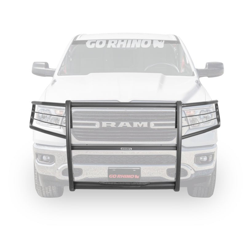 Go Rhino - Go Rhino 19 - 24 Ram 1500 3100 Series StepGuard Center Grille + Brush Guards - Tex. Black - Demon Performance