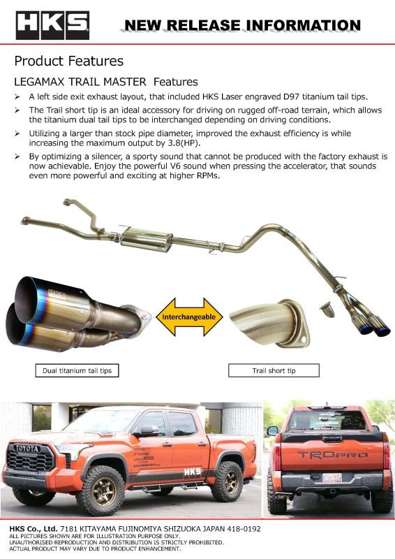 HKS - HKS LEGAMAX TRAIL MASTER 2022TUNDRA CATBACK - Demon Performance