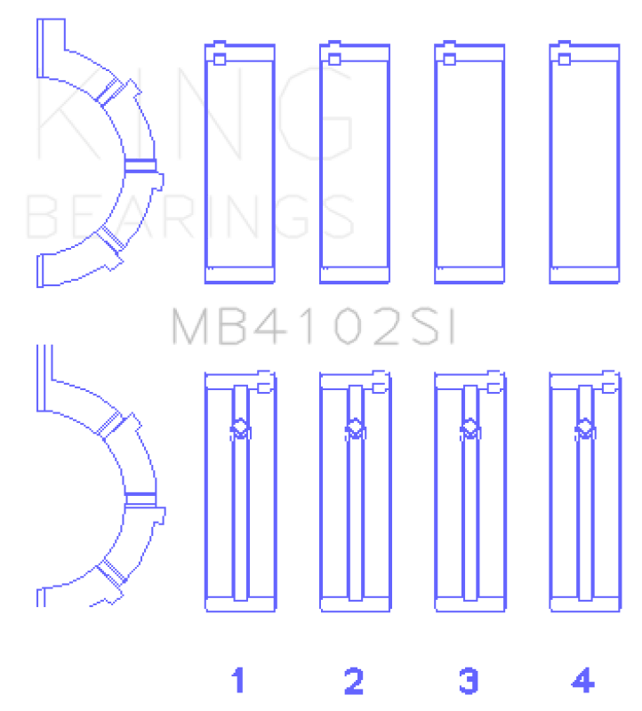 King Engine Bearings - King Engine Bearings Chrysler 226 (3.7L) (Size +0.25mm) Main Bearing Set - Demon Performance
