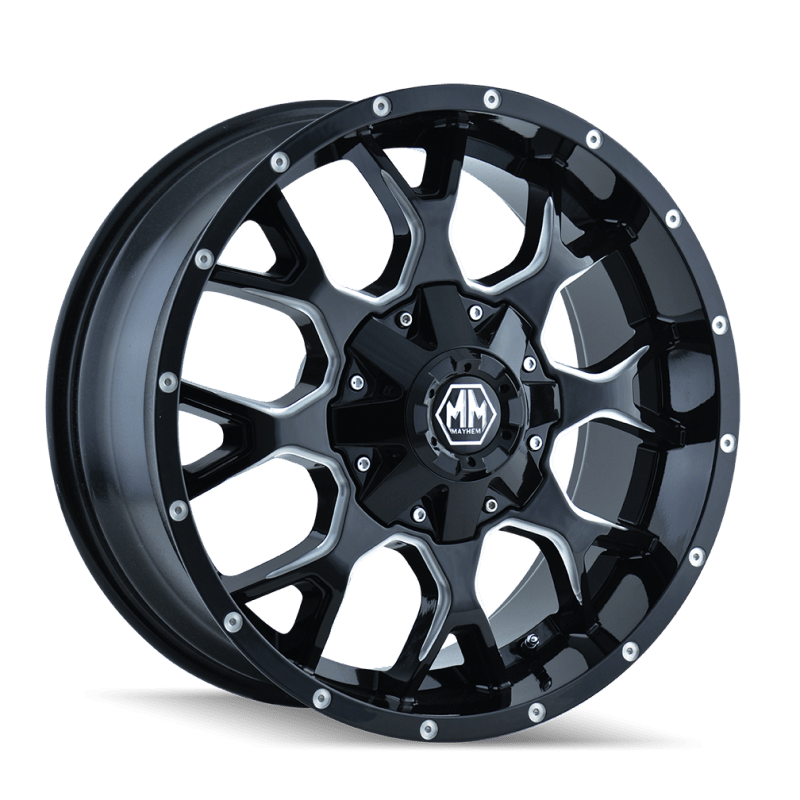 Mayhem - Mayhem 8015 Warrior 20x9 / 6x135 BP / 18mm Offset / 106mm Hub Black w/ Milled Spokes Wheel - Demon Performance