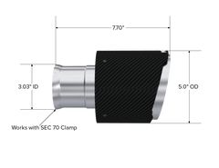 MBRP - MBRP 15 - 23 Dodge Charger 5.7L/6.2L/6.4L T304 3in ID / 5in OD Out / 8in Length Angle Cut Carbon Tip - Demon Performance