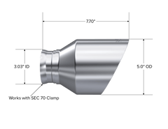 MBRP - MBRP 15 - 23 Dodge Charger 5.7L/6.2L/6.4L T304 3in ID / 5in OD Out / 8in Length Angle Cut SS Tip - Demon Performance