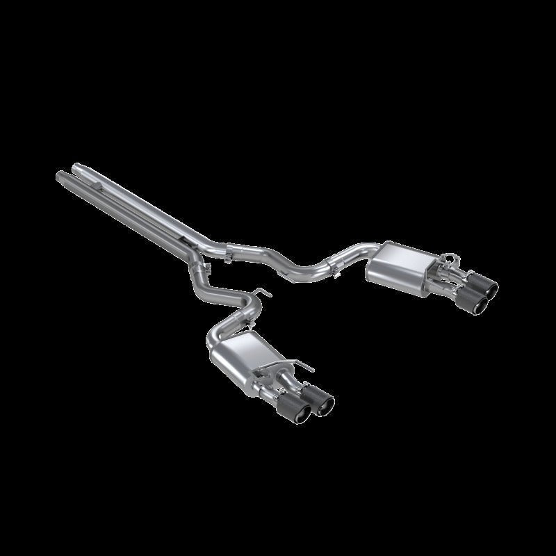 MBRP - MBRP 18 - 20 Ford Mustang GT 5.0 w/ Quad Tip Active Exhaust Cat Back Split Rear T304 w/ Carb Fib Tips - Demon Performance