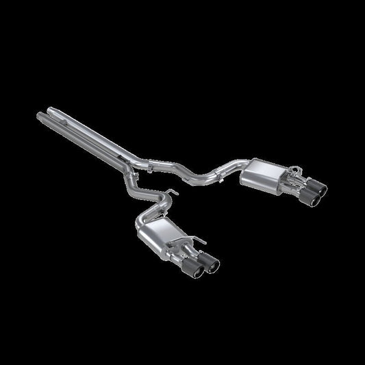 MBRP - MBRP 18 - 20 Ford Mustang GT 5.0 w/ Quad Tip Active Exhaust Cat Back Split Rear T304 w/ Carb Fib Tips - Demon Performance