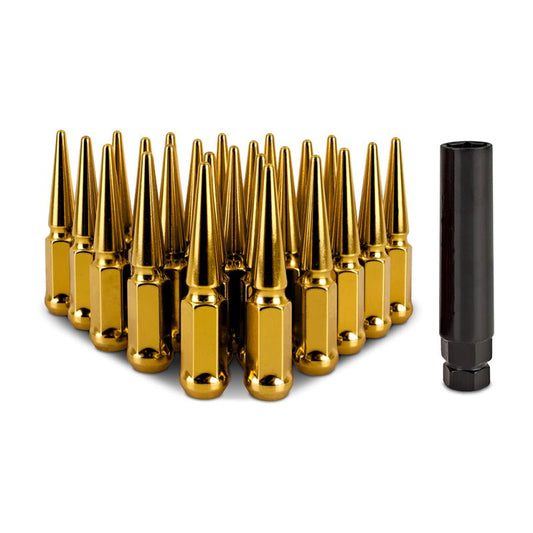 Mishimoto - Mishimoto Mishimoto Steel Spiked Lug Nuts M14 x 1.5 24pc Set Gold - Demon Performance