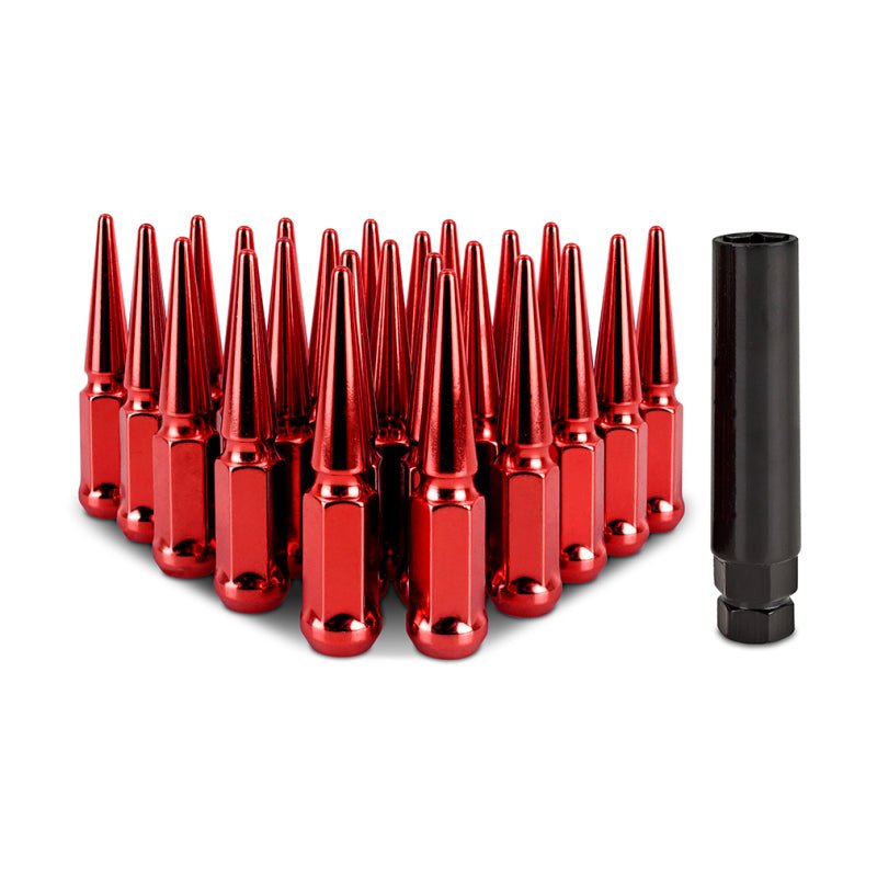 Mishimoto - Mishimoto Mishimoto Steel Spiked Lug Nuts M14 x 1.5 24pc Set Red - Demon Performance