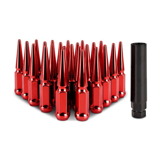 Mishimoto - Mishimoto Mishimoto Steel Spiked Lug Nuts M14 x 1.5 24pc Set Red - Demon Performance