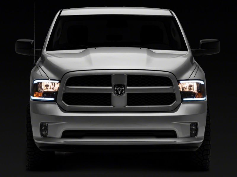 Raxiom - Raxiom 09 - 18 Dodge RAM 1500/2500/3500 Axial Series Headlights w/ LED Bar - Blk Housing (Clear Lens) - Demon Performance