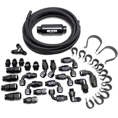 Snow Performance - Snow Performance 8AN Braided Stainless Fuel Line Kit - Black Line - Demon Performance