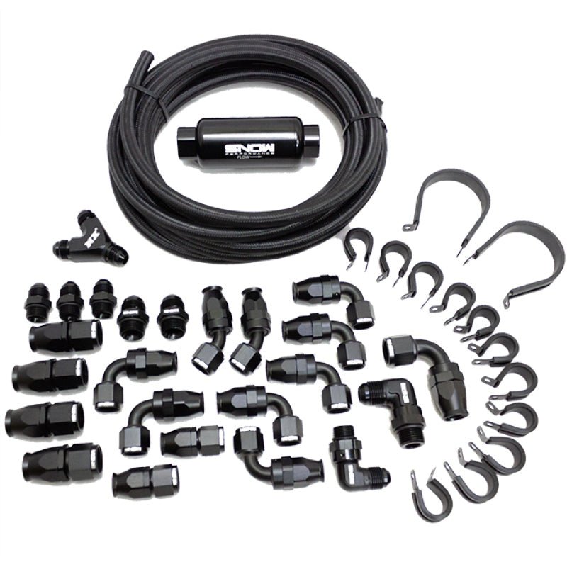Snow Performance - Snow Performance 8AN Braided Stainless Fuel Line Kit - Black Line - Demon Performance
