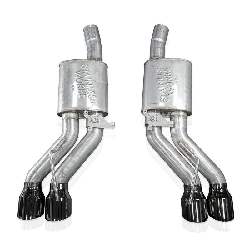 Stainless Works - Stainless Works 22-25 Cadillac CT5-V Blackwing Axleback Exhaust - Black Chrome Tips - Demon Performance