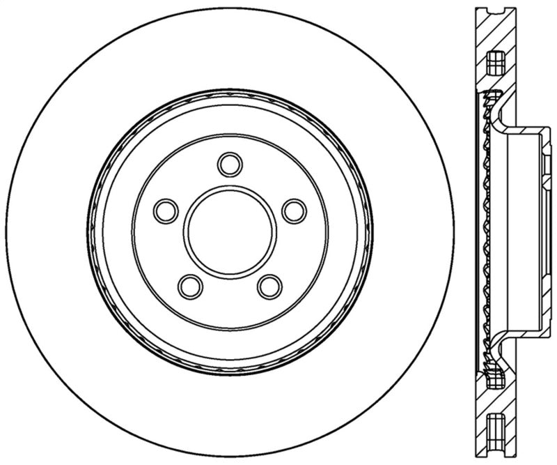 Stoptech - StopTech Cross Drilled Sport Brake Rotor - 2015 Ford Mustang w/ Brembo - Front Right - Demon Performance