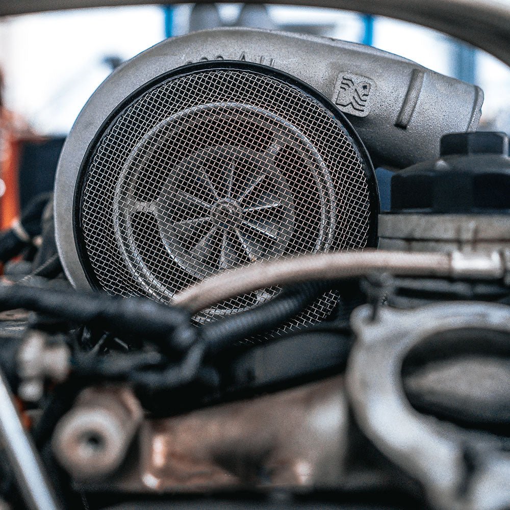 S&B - Turbo Screen 5.0 Inch Black Stainless Steel Mesh W/Stainless Steel Clamp S&B - Demon Performance