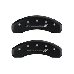 MGP 4 Caliper Covers Engraved Front & Rear With stripes/Challenger Red finish silver ch