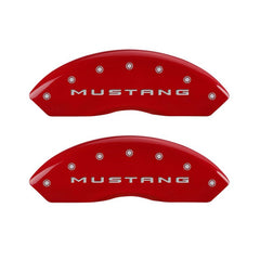 MGP 4 Caliper Covers Engraved Front 2015/Mustang Engraved Rear 2015/Bar & Pony Red finish silver ch