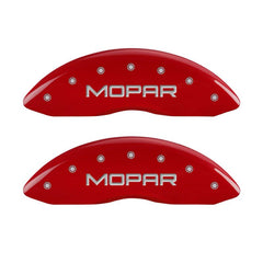MGP 4 Caliper Covers Engraved Front & Rear MOPAR Red finish silver ch