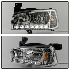 Xtune Dodge Charger 06-10 1Pc LED Crystal Headlights Chrome HD-ON-DCH05-1PC-LED-C