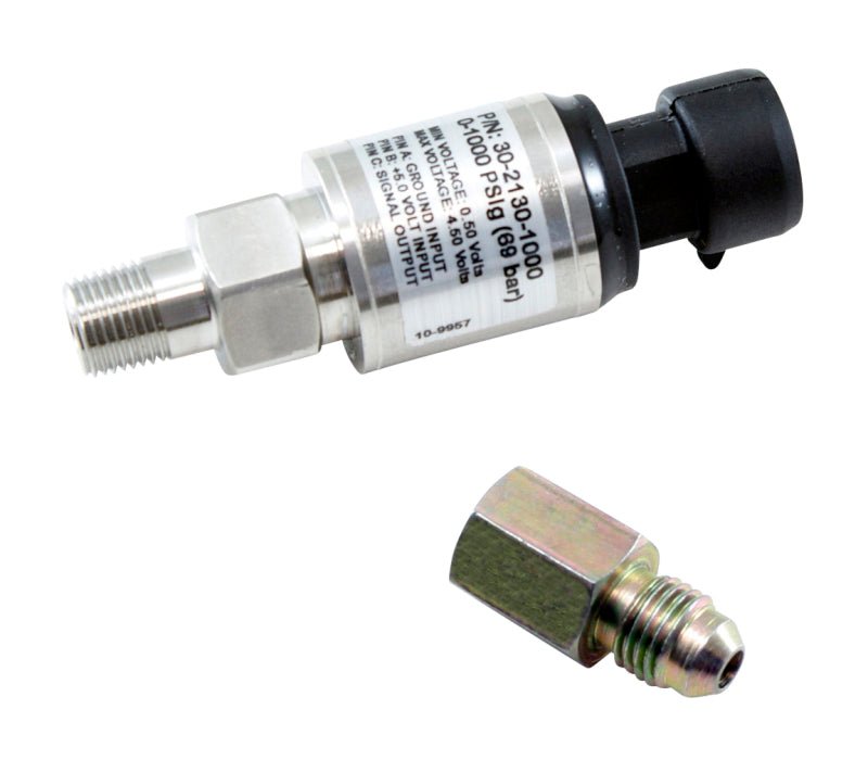 AEM - AEM 1000 PSIg Stainless Sensor Kit - 1/8in NPT Male Thread to -4 Adapter - Demon Performance