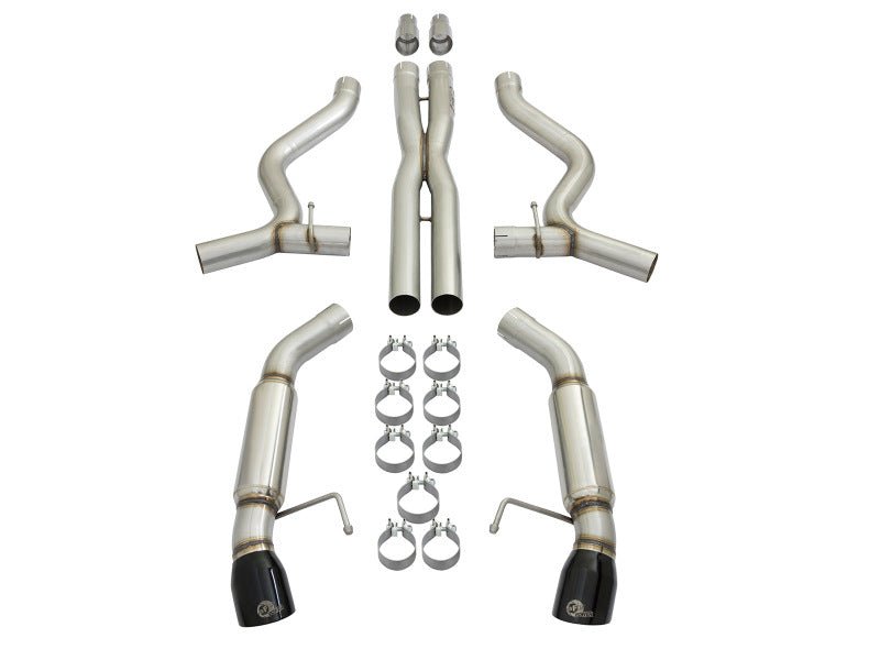 aFe - aFe MACHForce XP 3in 304 SS Sport Tone Cat-Back w/ Black Tips 15-17 Ford Mustang V6-3.7L/V8-5.0L - Demon Performance