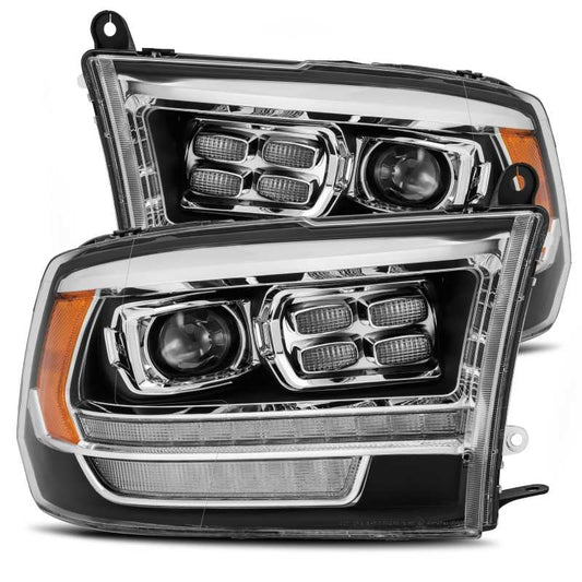 AlphaRex - AlphaRex 09-18 Dodge Ram 2500 LUXX LED Proj Headlights Plank Style Black w/Activ Light/DRL - Demon Performance