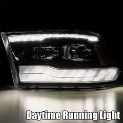 AlphaRex - AlphaRex 09-18 Ram 1500HD LUXX Proj Headlight Plnk Style Jet Blk w/Activ Light/Seq Signal/Smoked DRL - Demon Performance