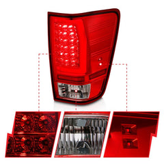 ANZO - Anzo 04-15 Nissan Titan Full LED Tailights Chrome Housing Red/Clear Lens - Demon Performance