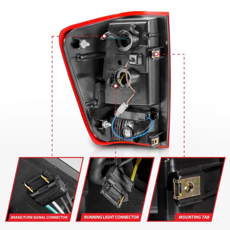 ANZO - Anzo 04-15 Nissan Titan Full LED Tailights Chrome Housing Red/Clear Lens - Demon Performance