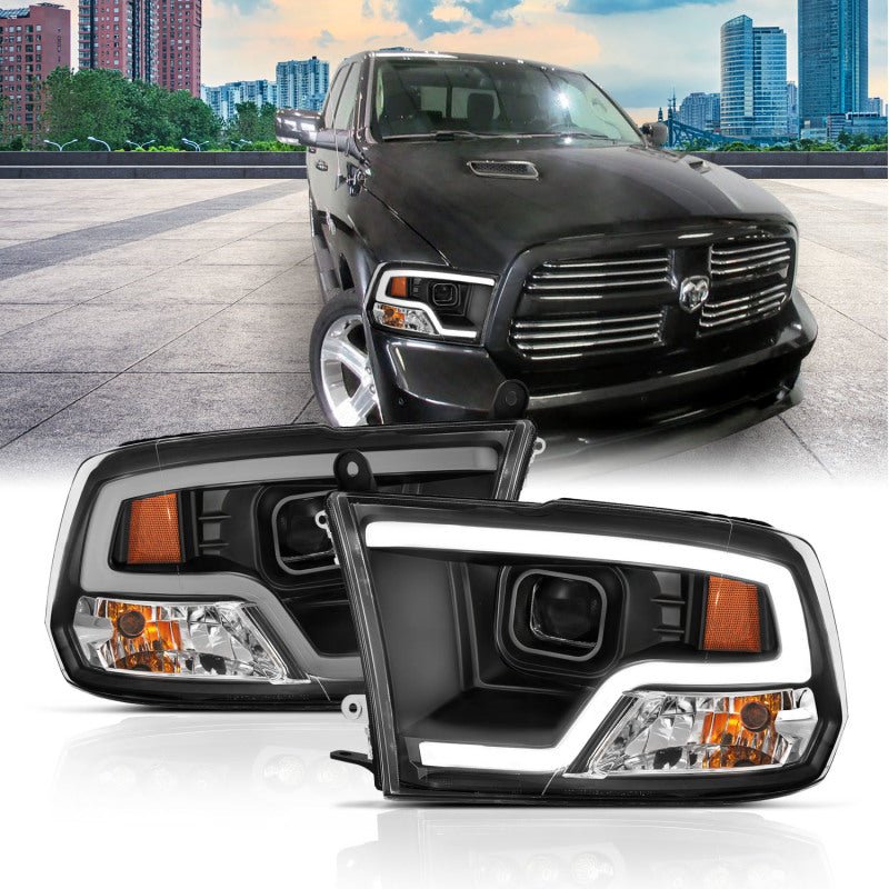 ANZO - ANZO 09-18 Dodge Ram 1500 Plank Style Projector Headlights Black w/ Halo - Demon Performance
