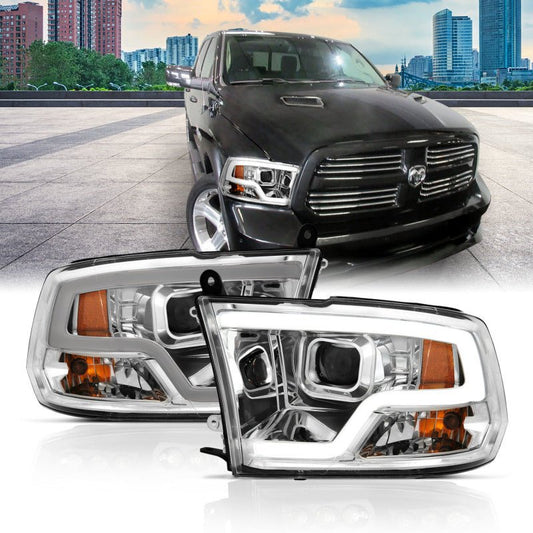 ANZO - ANZO 09-18 Dodge Ram 1500 Plank Style Projector Headlights Chrome w/ Halo - Demon Performance