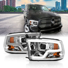 ANZO - ANZO 09-18 Dodge Ram 1500 Plank Style Projector Headlights Chrome w/ Halo - Demon Performance