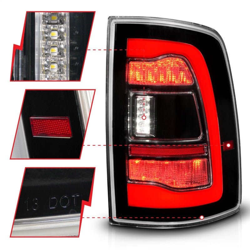 ANZO - ANZO 09-18 Dodge Ram 1500 Sequential LED Taillights Black - Demon Performance