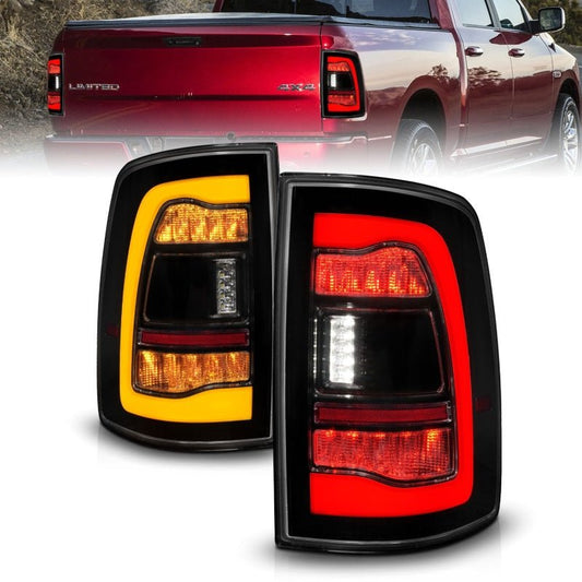 ANZO - ANZO 09-18 Dodge Ram 1500 Sequential LED Taillights Smoke Black w/Switchback Amber Signal - Demon Performance
