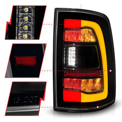 ANZO - ANZO 09-18 Dodge Ram 1500 Sequential LED Taillights Smoke Black w/Switchback Amber Signal - Demon Performance