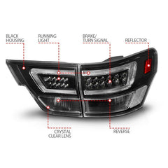 ANZO - ANZO 11-13 Jeep Grand Cherokee LED Taillights w/ Lightbar Black Housing/Clear Lens 4pcs - Demon Performance
